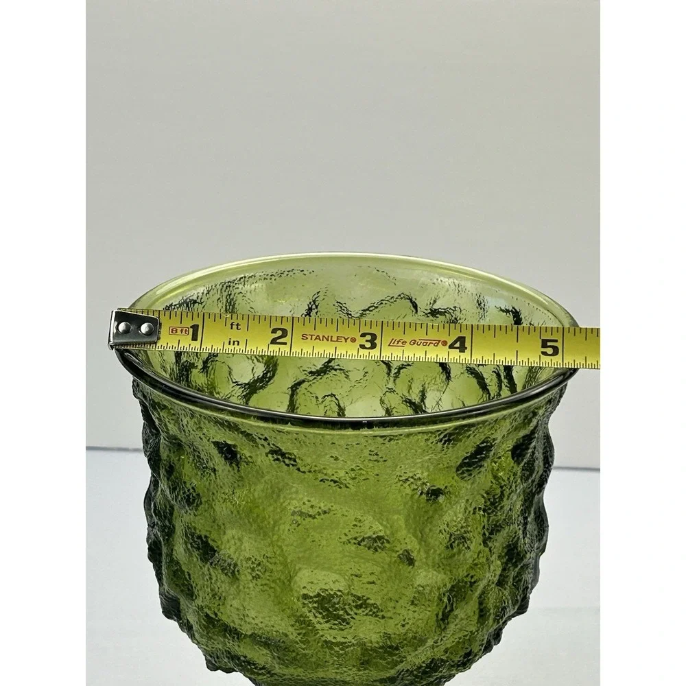 Vintage EO Brody M3000 Olive Green Textured Pedestal Glass Vase Planter 7